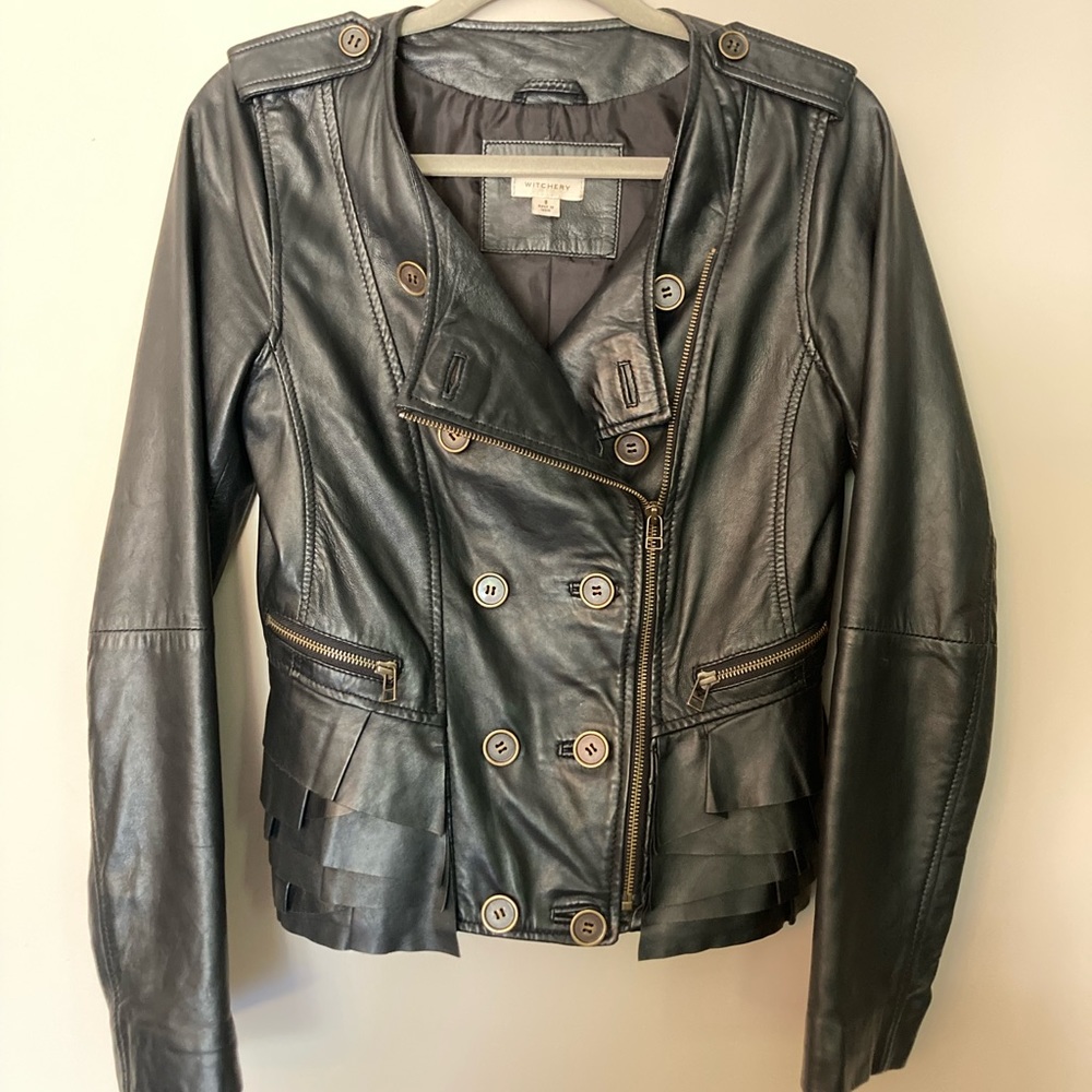 Witchery Women’s Black Leather Jacket/Blazer, AUS 8 (US Size 4)